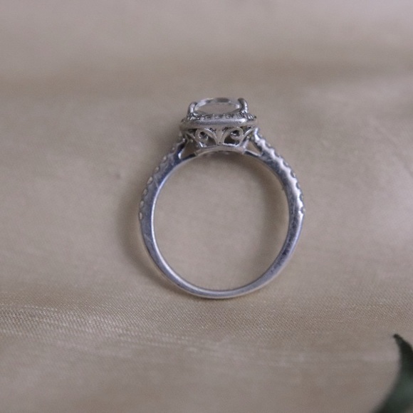 Sterling Silver 925 Cubic Zirconia Halo Ring - Size 6.75 - Picture 10 of 11